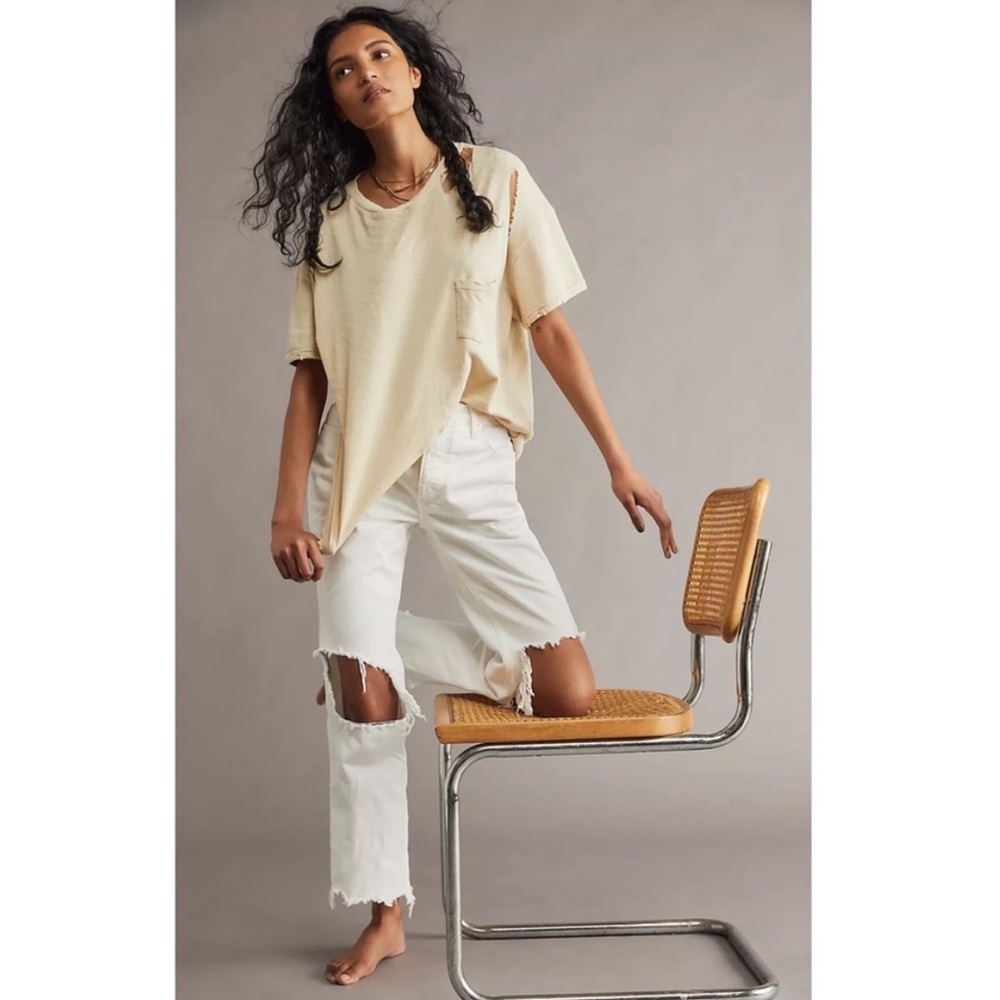 NWT Free People We the Free Maggie Distress MidRise Straight Crop Jeans Size26